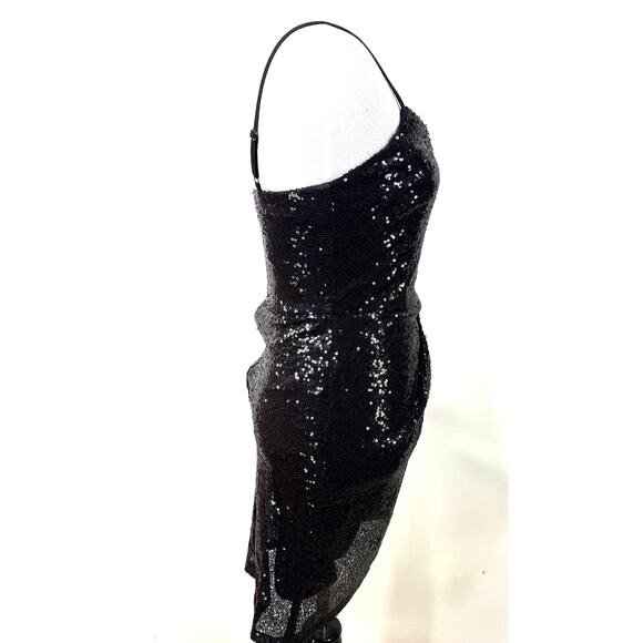 Lulu's Forever Your Girl Black Sequin Cocktail Bodycon Mini Dress NWT Size XS - Picture 3 of 8